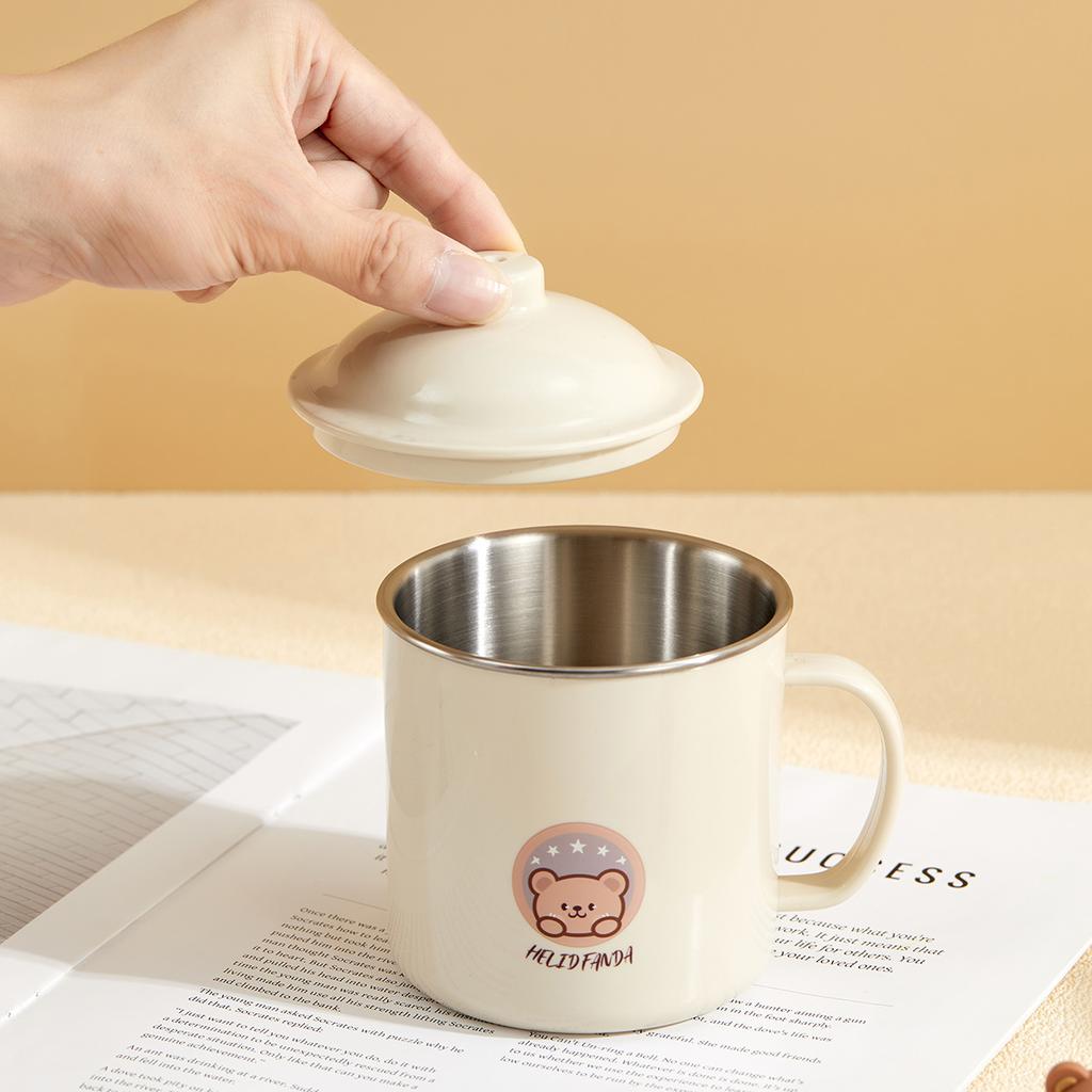 Cute Pattern Water Cup For Kid 304 Stainless Steel Tumbler Durable Drinking Mug With Lid 410ML Detachable Coffee Mug