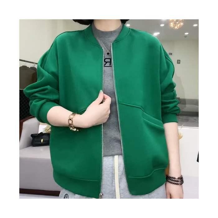 Women's Spring & Autumn Cotton Baseball Jacket - Versatile Plus Size Casual Wear