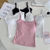 1pcs Girls Cute Padded Bra Tank Top Women Lace Casual Strap Top Vest Female Camisole With Removable Built In Bra Clothing