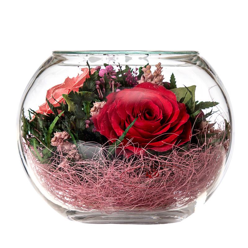 Thailand Red Rose Preserved Flower with Glass Cover – Valentine's and Christmas Gift