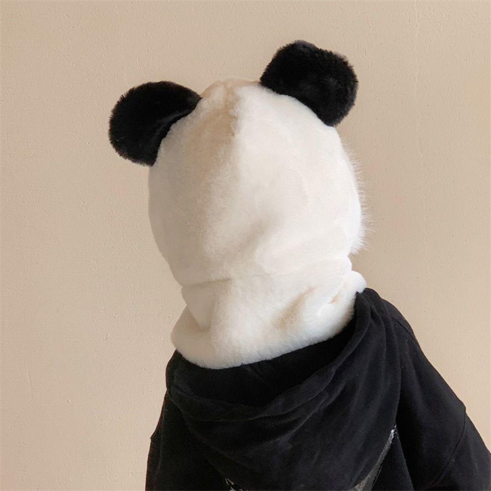 Soft Bear Ear Hat Warm Panda Neckerchief Fashion Panda Plush Scarf  Winter