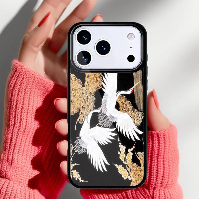 Japanese Cranes Art Phone Case for iPhone 17 16 15 14 13 Pro Max Back Cover for 12 11 Pro Coque
