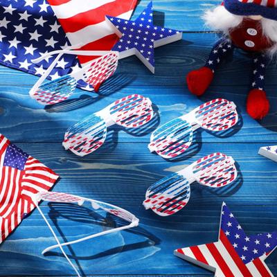 1/5/24 Stück Unabhängigkeitstag Brille Flagge rot gestreift weiß blau Stern Set Muster Shutter Brille