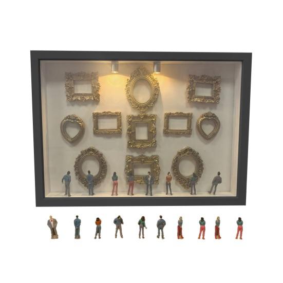 Gör-det-själv Mini Museum Silhuettlåda med Små Ramar Figur Personlig Foto Skuggbox Familjeminne Displaylåda Dekoration