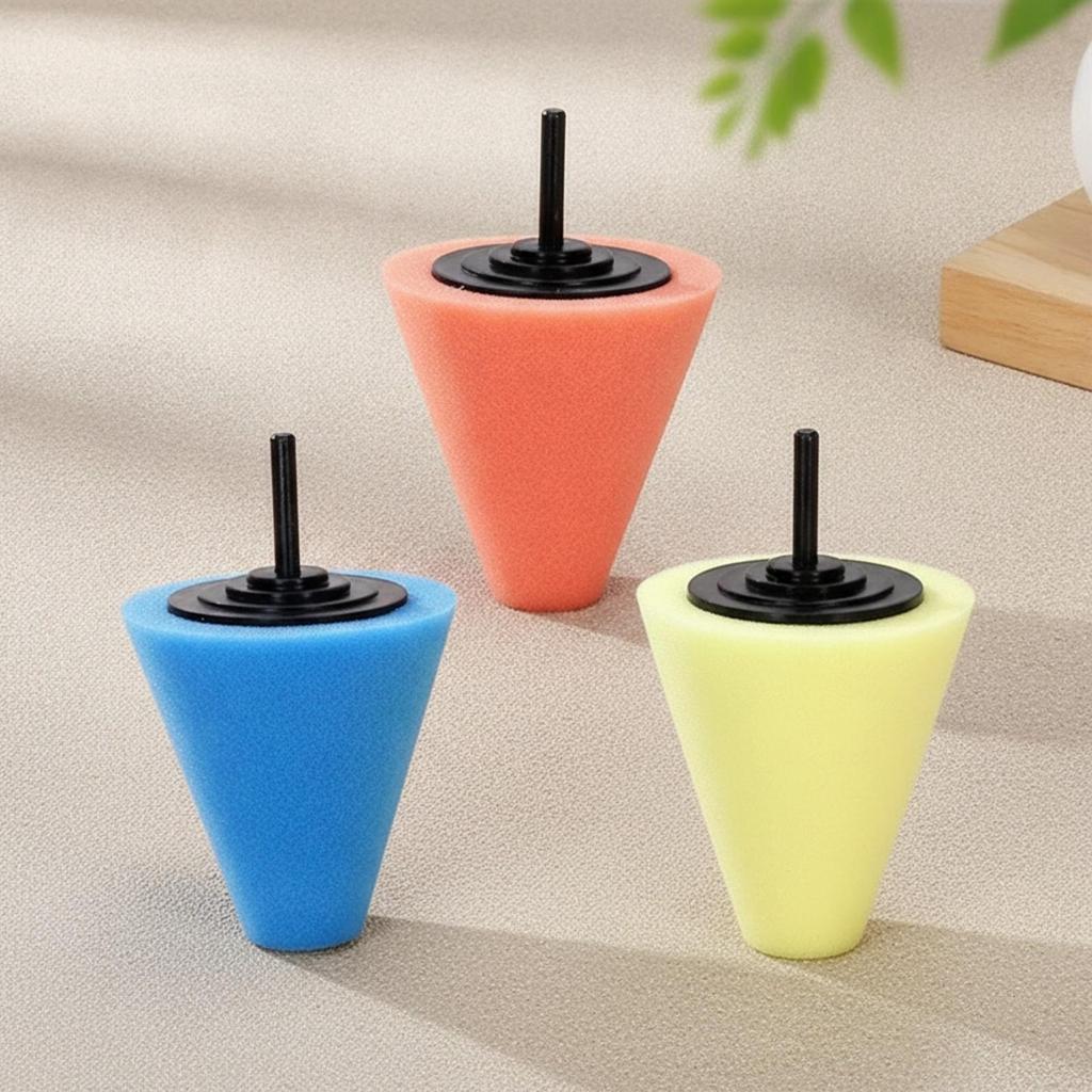 3 Pieces Cone-Shaped Polishing Wheel Soft Cone Sponge Ball Versatile