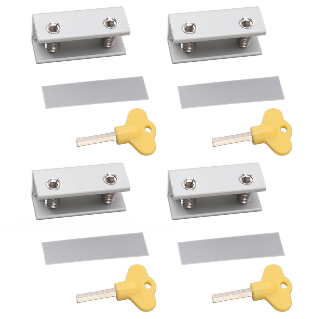 4PCS Window Locks Silver Window Stopper Aluminium Simple Installation Protective Pad Window