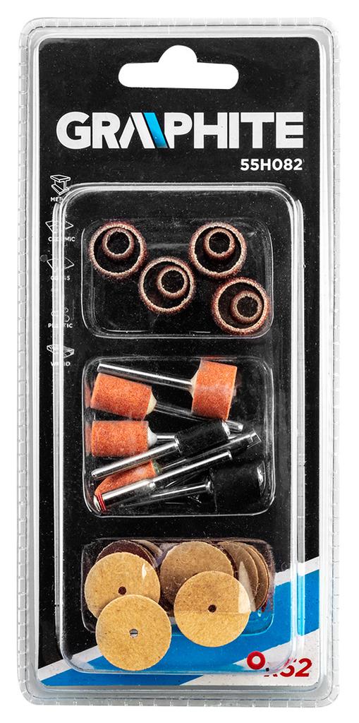 Mini sander accessories, sanding belts, stones, sanding discs, set of 52.