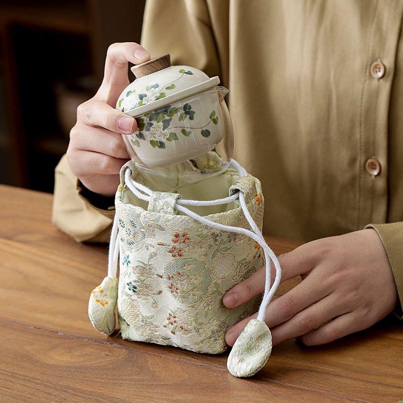 Ceramic Teapot Cup Set Outdoor Travel Tea Set Kung Fu Tea Set Glass Ceramic Teapot 1 Pot 2 Cups Storage Portable Tea Accessories