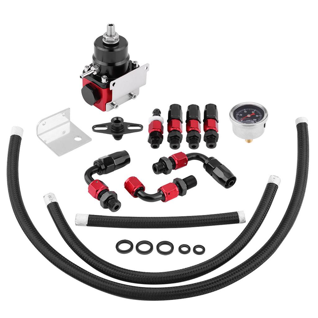Fuel Pressure Regulator Kit Oil 0-100psi Gauge AN 6 Fitting End