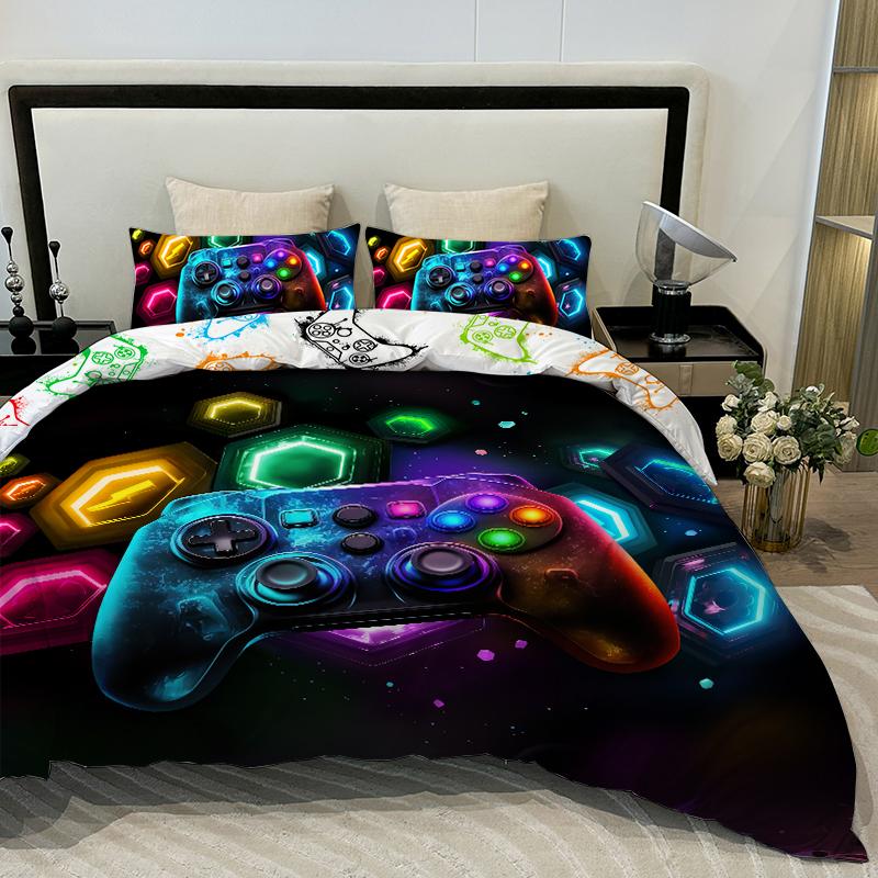 3dílný povlak na herní konzoli Space Fragment 1 povlak na přikrývku 2 povlaky na polštáře 100% polyester šetrný k pokožce Pohodlné ložní prádlo Bez výplně
