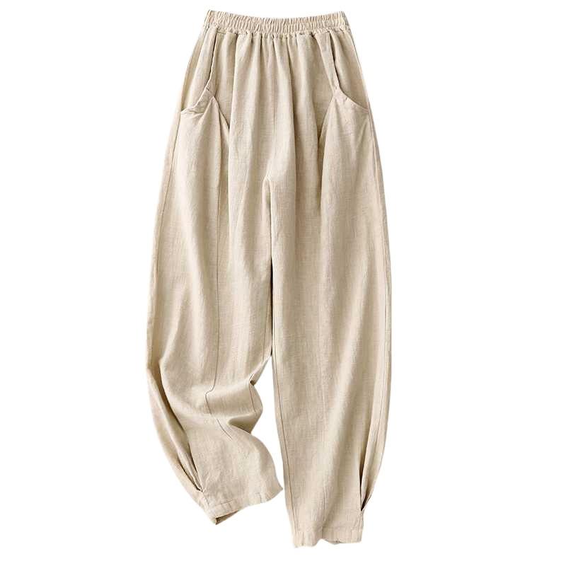 

Летние хлопково-льняные свободные повседневные брюки для женщин 2XL льняной