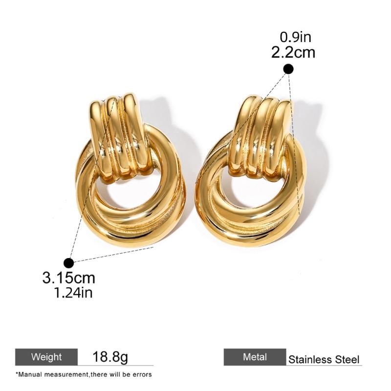 Stilvolle zweifarbige runde Hängeohrringe für Damen Geometrische Vintage-Metall-Designs Ohrhänger für Freizeit- oder Formalkleidung