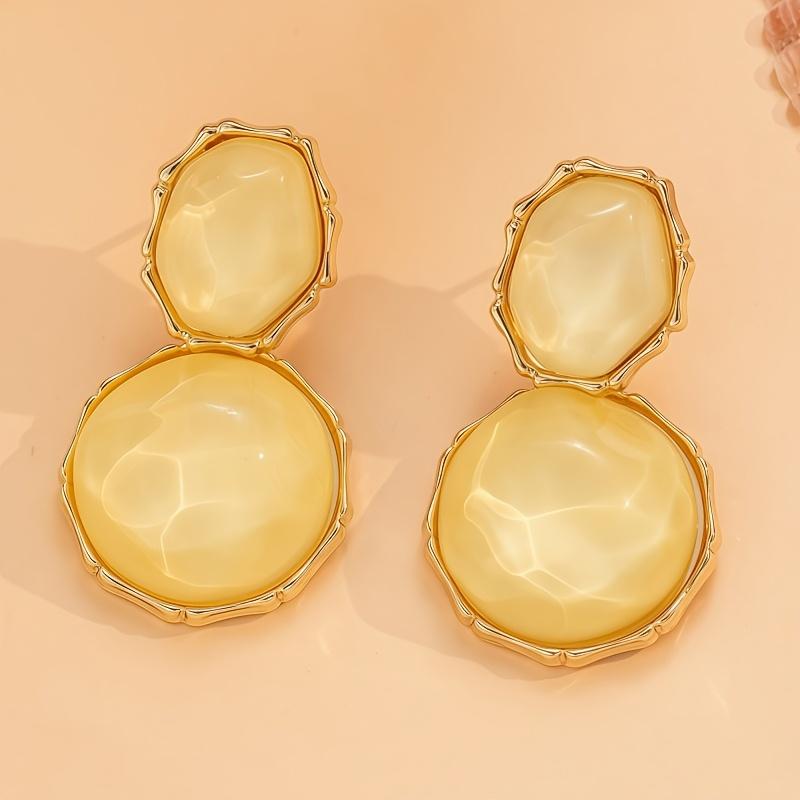 1 Pair Bohemian Geometric Oval Resin Drop Earrings, Vintage Elegant Women Daily Casual Prom Party Jewelry, Creative Gift for Her
