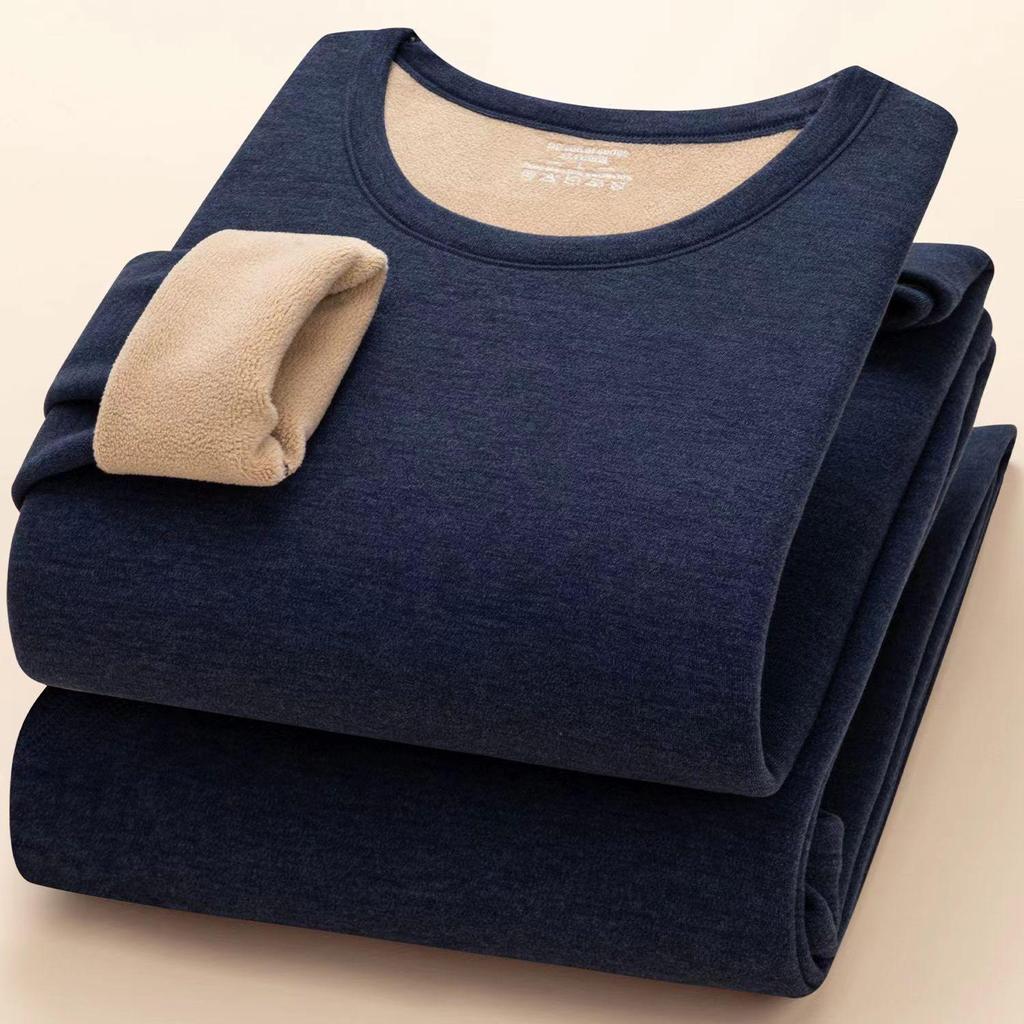 Women's 700g German Wool Lambskin Thermal Underwear Set: Velvet-Lined Double-Sided Top and Bottom for Autumn/Winter.