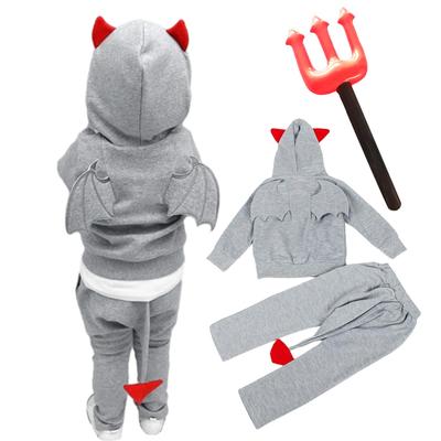 Tumao Çocuk Cadılar Bayramı Şeytan Kapüşonlu Sweatshirt ve Eşofman Takımı, Uzun Kollu, Cadılar Bayramı Cosplay, Erkek ve Kız Çocuklar İçin Sevimli Şeytan Kostümü, Çocuk Kostüm Seti (Beden 100,