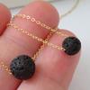Multilayer Black Lava Stone Rock Beads Pendant Essential Oil Diffuser Necklace