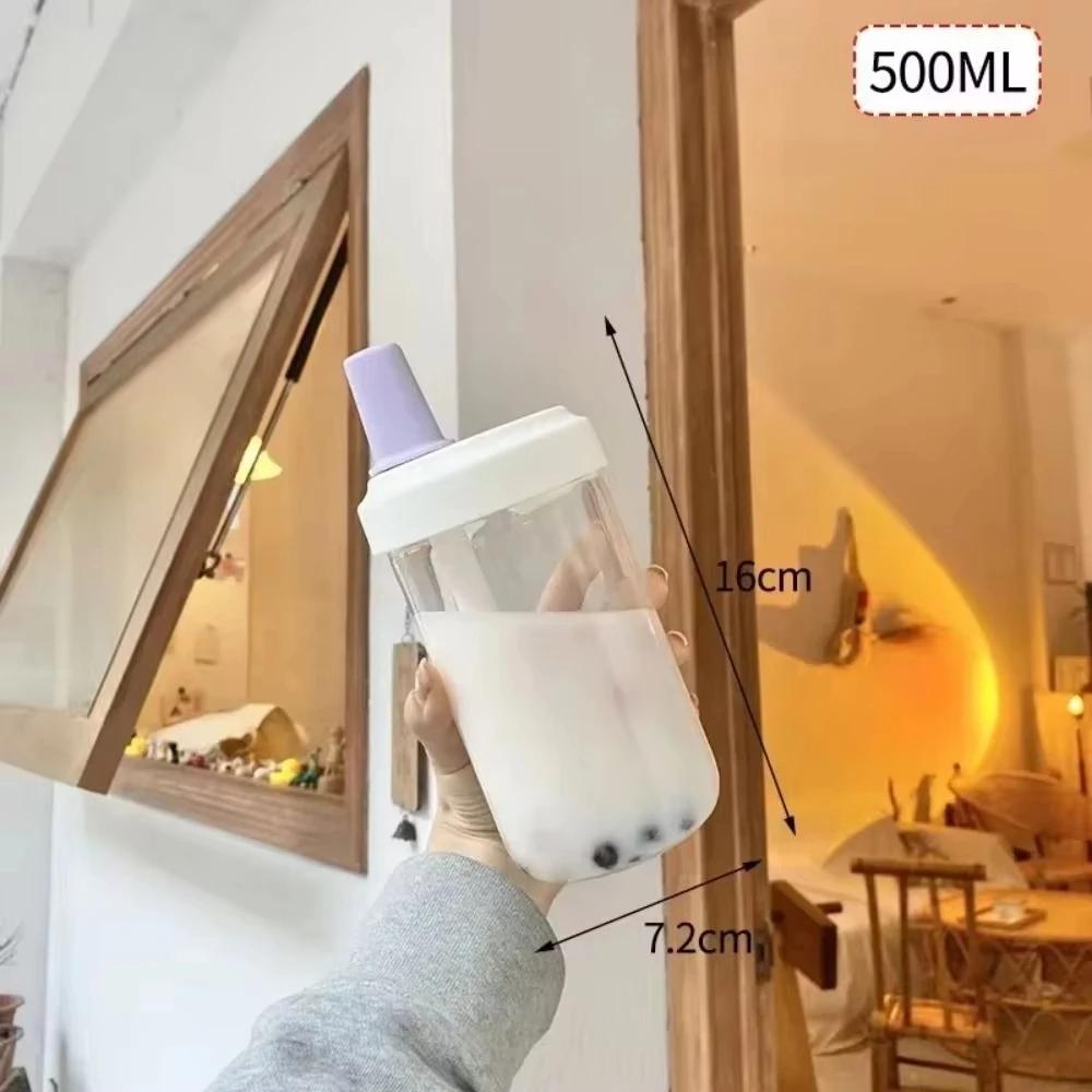 

Прозрачный пластиковый стакан с соломинкой, материал ПП пищевого класса, идеально подходит для питья сока и молока напрямую, прочная и многоразовая посуда для напитков