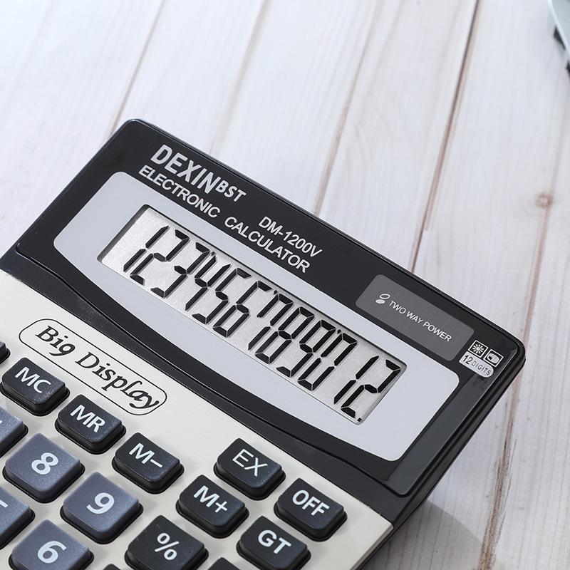 Velká 12místná stolní finanční kalkulačka DM1200v s 12místnou obrazovkou pro kancelářské účetnictví