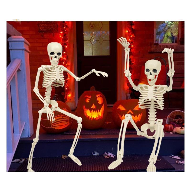 40cm Halloween Skeleton Plastic Model - Spooky Skull Decor for Haunted House & Yard Displays, Creepy Prop for Halloween Night