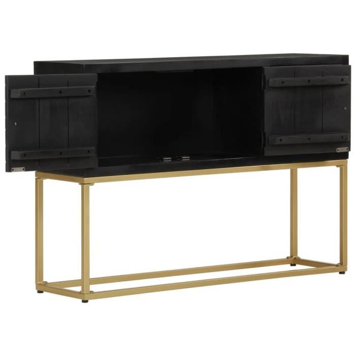 VidaXL Buffet noir et doré 110x30x75 cm bois massif de manguier 353912