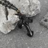 Obsidiaan Kristal Kruis Stijl Retro Mode Licht Luxe Sieraden Hanger Ketting