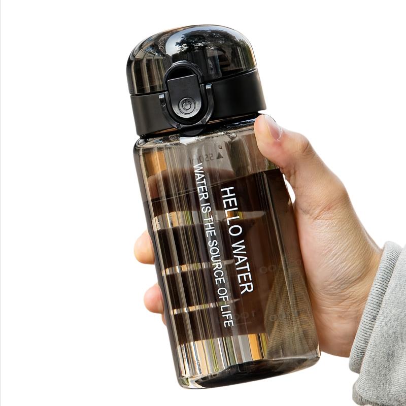 Summer Student Cold Water Cup One-button Lock Bullet Cover Direct Drinking Water Cup Anti-drop Wear-resistant Water Bottle