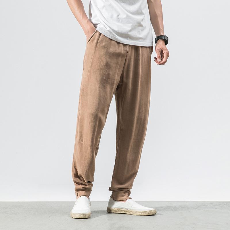 Chinese-style Linen Pants for Men, Thin, Loose and Casual Pants, Harun Pants, Nine-inch Pants, Cotton and Linen Lantern Pants for Men