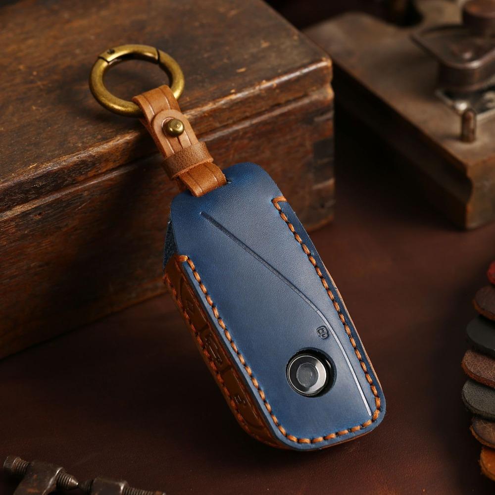 Leder Schlüsseletui für 2024 BMW X7 Premium Autoschlüsselhülle Echtes Rindsleder Schutzhülle