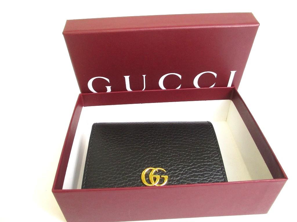 Authentic GUCCI GG Marmont Black Leather Bifold Wallet Compact Wallet #a866  Refurbished