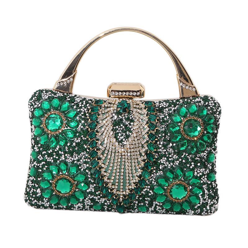 Luxury Party Evening Gold Diamond Women's Handbag Multi Crystal Strap Set Wedding Wallet Matching Wallet Handbag 2025 New Gift