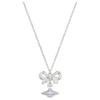 Octavie Platinum Brass Bow Blue Sphere Saturn Pendant Necklace Women Necklace Silver 6302039G-01P563