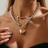 Ingemark 2Pcs/Set Punk Love Heart Pendant Choker Necklace for Women Trendy Vintage Bead Chains Wedding Bridal Neck Jewelry New