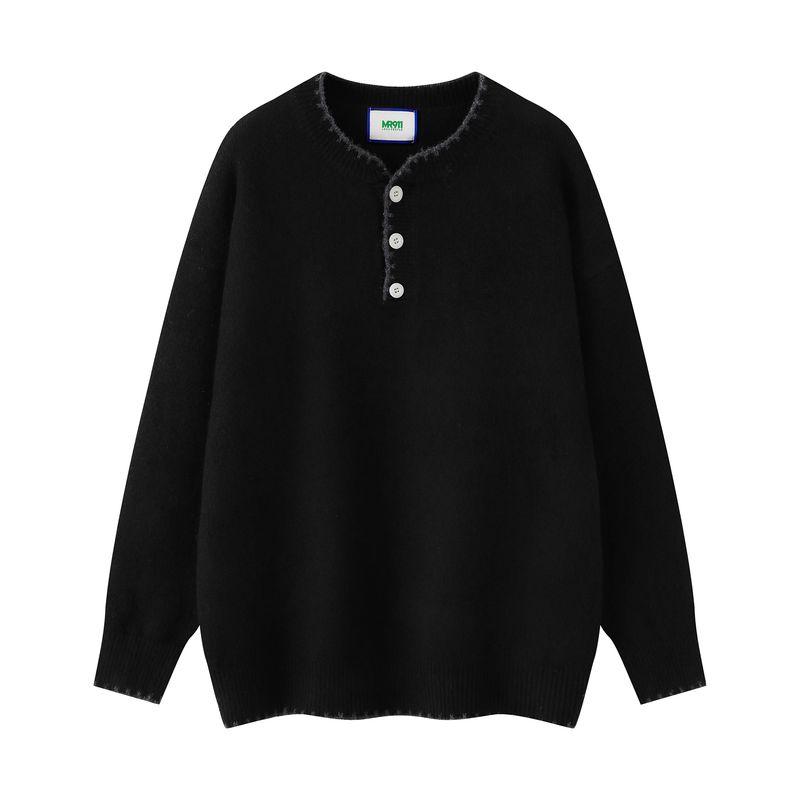 

Dream Made Old Money Style Wool Blend Henry Collar Sweater for Men, Winter Knitwear, Men s Knit Sweater Black XL