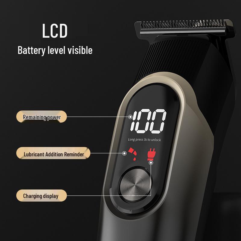 Cross-Border 5-in-1 Digital Hair Clipper Set: Electric, Adjustable, Multi-Function Shaver with Carving Feature