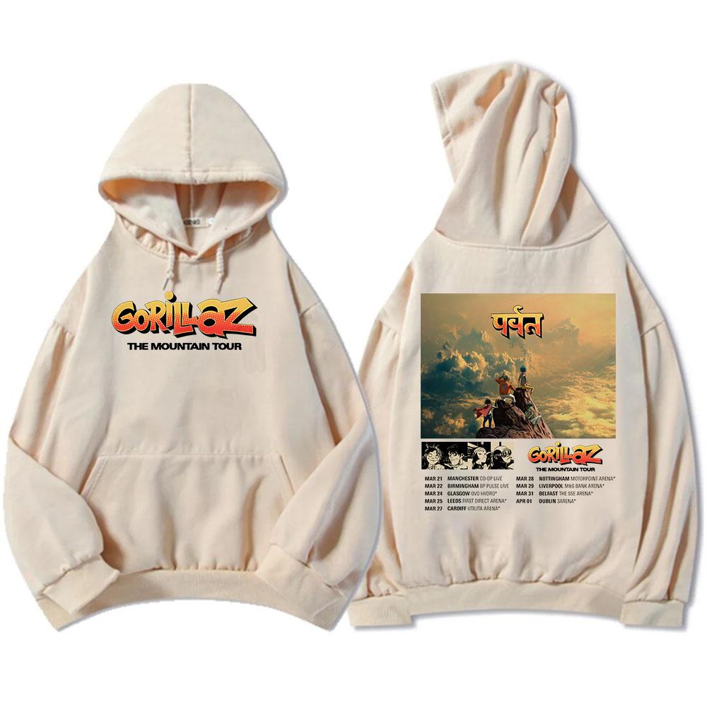 Gorillazs The Mountain 2026 Tour Mikiny Módní Mikiny s dlouhým rukávem a kapucí Podzim Zima Fleecové Pulovry Streetwear