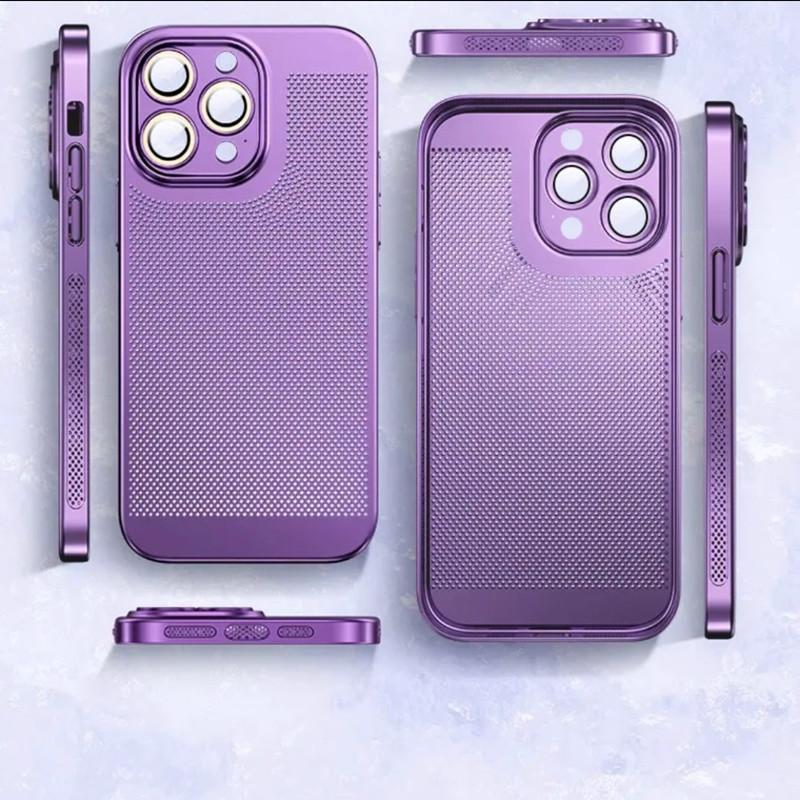 Suitable for IPhone 15 Electroplated Mobile Phone Case Summer Breathable Heat Dissipation Mesh Case 16 Apple 14 Full-inclusive PC Hard Case