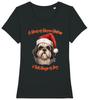 Womens SHIH TZU Christmas T-Shirt Santa Hat Dog Woof Wishes Gift Family Breed