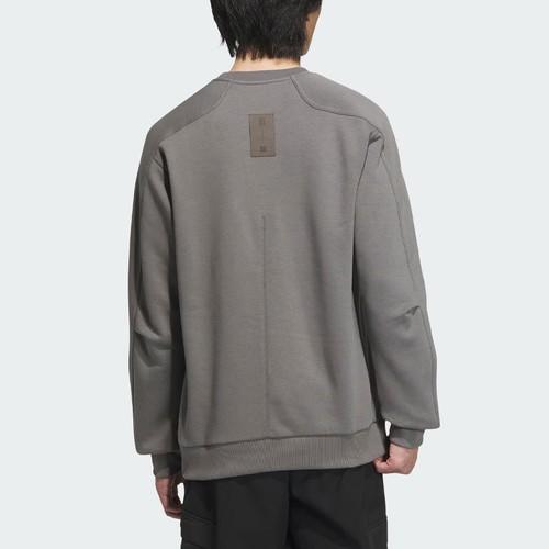 Adidas Solid Color Sports Casual Long-Sleeve Crewneck Sweatshirt for Men, Gray