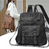 Vintage Ladies Backpack Premium Sense PU Soft Leather Shoulder Bag Large Capacity Commuter Multifunctional Backpack Women