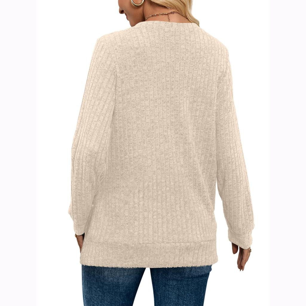 Dames Sweatshirts V-hals Lange Mouw Shirts Losse Casual Herfstmode Truien