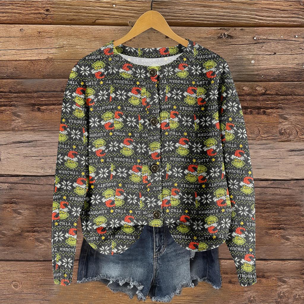 Women's Round Neck Top Printing Thickened Plush Cashmere Warm Long Top