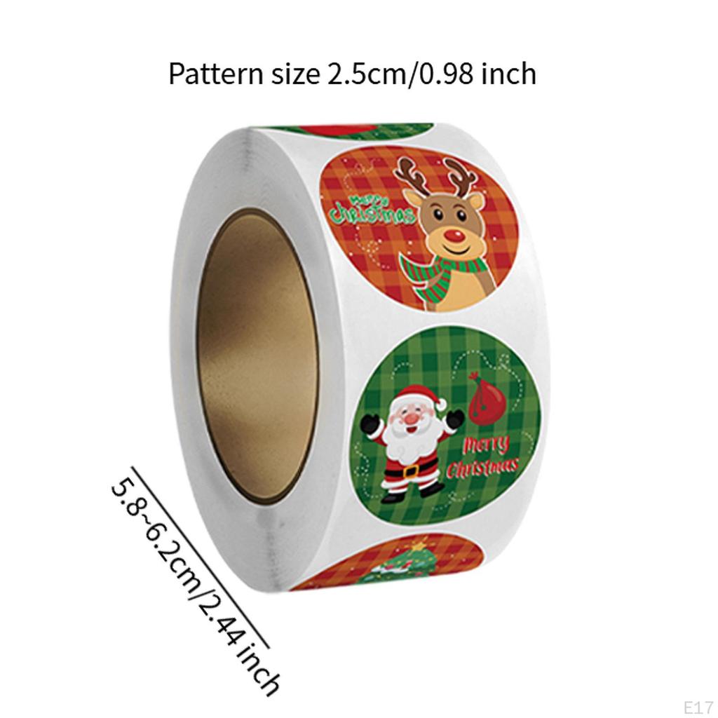 500Pcs Christmas Stickers Roll Envelope Seals Round Decorative Labels Gift Sealing for