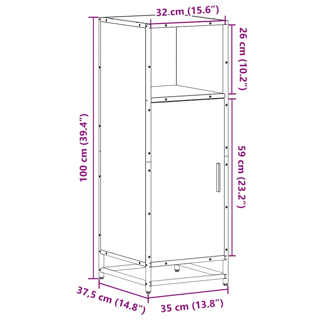 Bathroom Cabinet Smoked Oak 35 X 37.5 X 100 Cm Wood Based Panel
