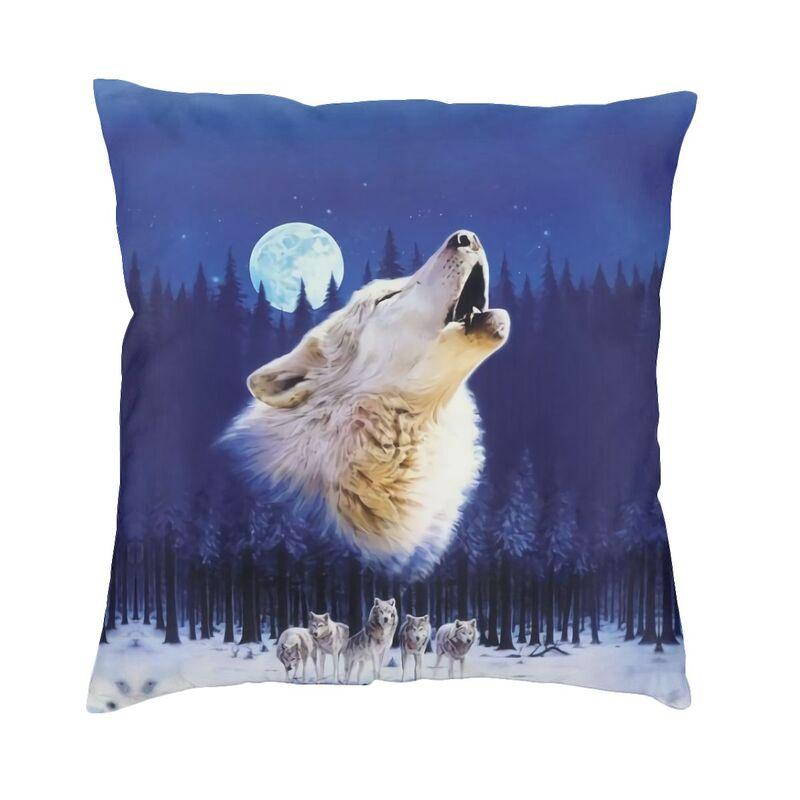 Custom Wolf Tree Pillow Case 45X45Cm Decoration Kawaii Animal Cushions For Sofa Square Pillowcase