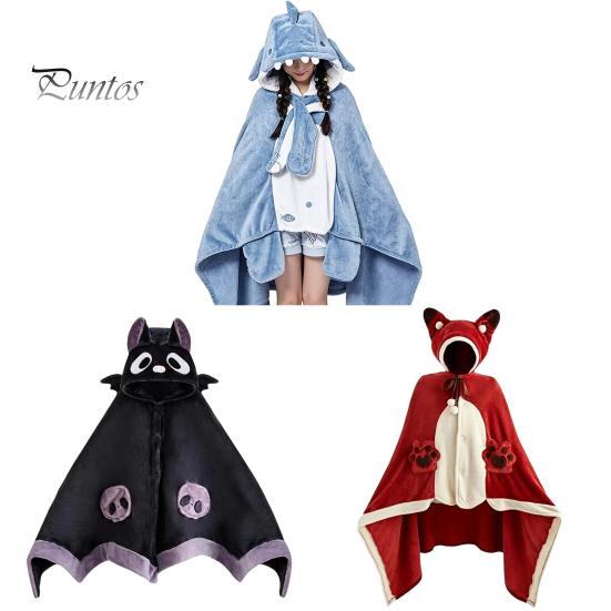 Adult Hoodie Blanket Bat for Adults, Cute Shark Fox Hooded Cape, Unisex Costume Soft Cozy Wearable Halloween Cosplay Home Loungewear Novelty Apparel