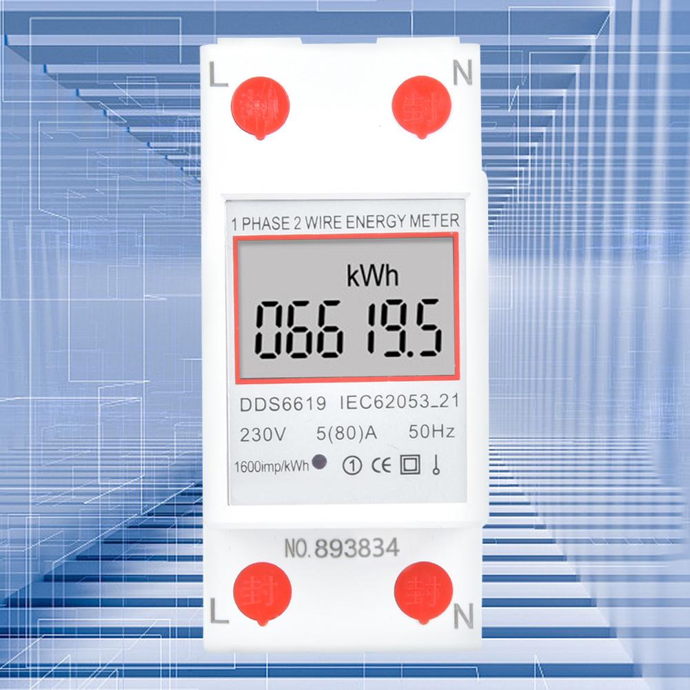 DDS6619-005 Intelligent Single Phase Electric Energy Meter 2p Din Rail Power Meter