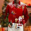 Christmas Men's Dress Shirt with Red Snowflake and Cedar Pattern, Black Lapel Bow Tie, Festive Party Style Men's Shirt