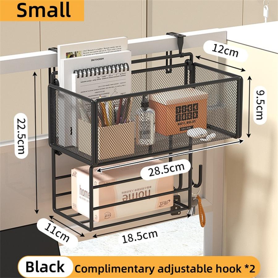 

Wall Mount Mail Organizer Double Basket Hanging Letter Sorter with 5 Key Hooks for Entryway/Kitchen/Mudroom/Home/Office, Black