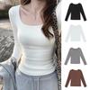 Women's Thermal Long-Sleeve U-Neck Base Layer Top - White, Slim Fit