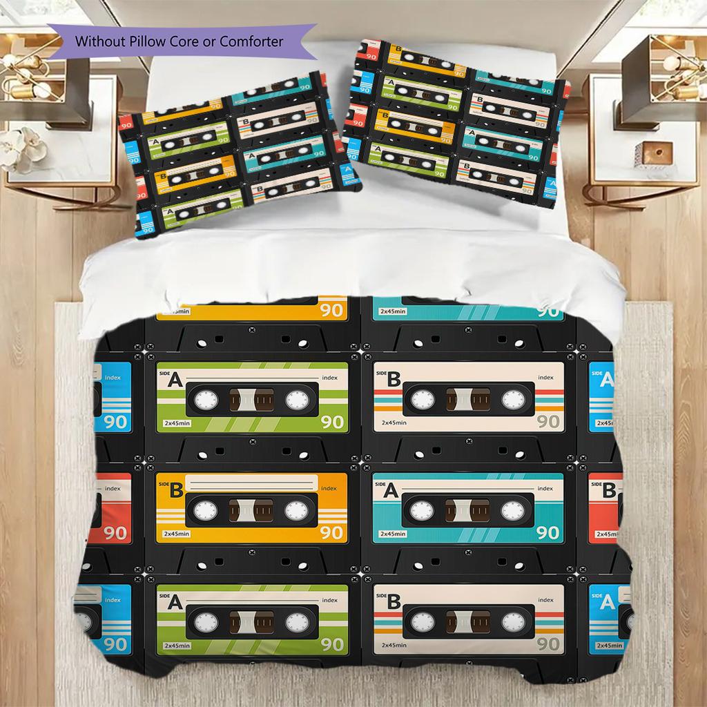 1PC Music, Guitar Theme Bedding Quilt Set Quilt Cover Pillowcase Home Decoration Birthday Gift (1 * Duvet Cover + 8 * Pillowcase, Without Core)